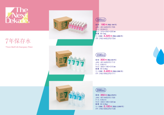 7年保存水 - 防災備蓄・長期保存水・食品 The Next Dekade